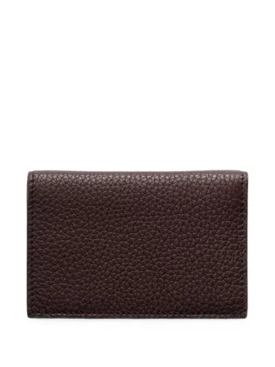 Prada Leather Card Holder In Brown