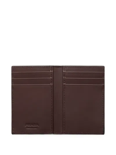 Prada Leather Card Holder In Brown