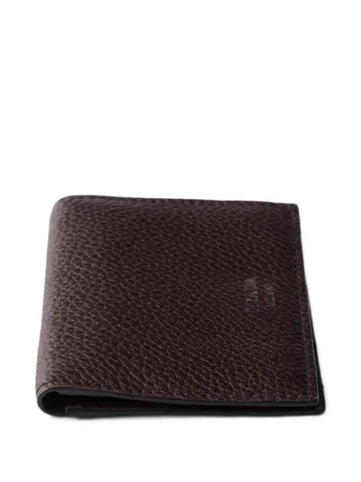 Prada Leather Card Holder In Brown