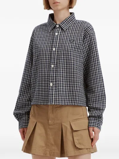 Chocoolate Gingham-check Heart-patch Shirt In Blue