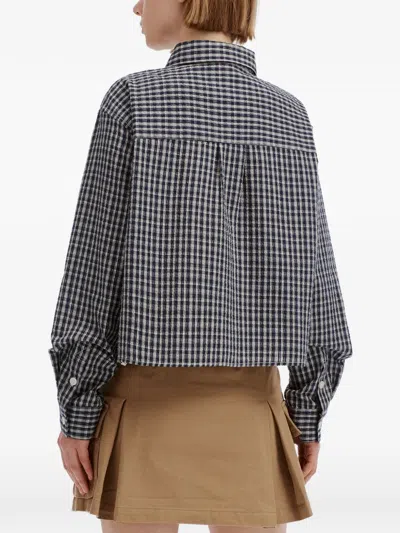 Chocoolate Gingham-check Heart-patch Shirt In Blue