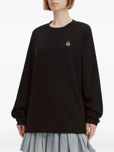 Chocoolate Graphic-patch Long-sleeve T-shirt In Black