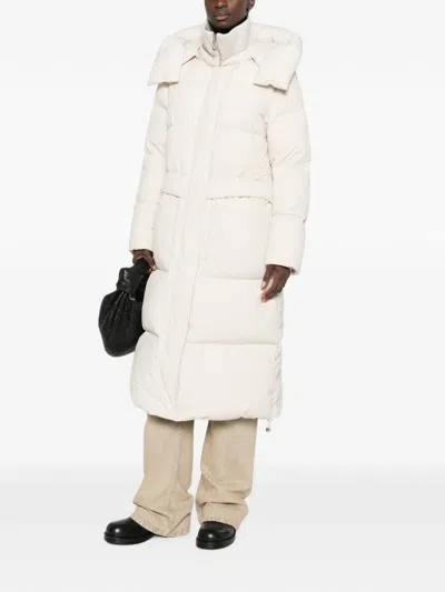 Duno Hooded Quilted Oversized Puffer Coat In Neutral