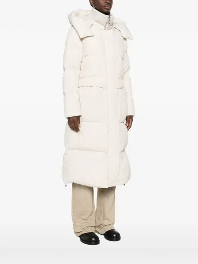 Duno Hooded Quilted Oversized Puffer Coat In Neutral