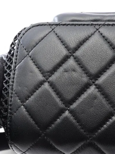 Pre-owned Chanel Small Matelassé Chain Backpack In Black
