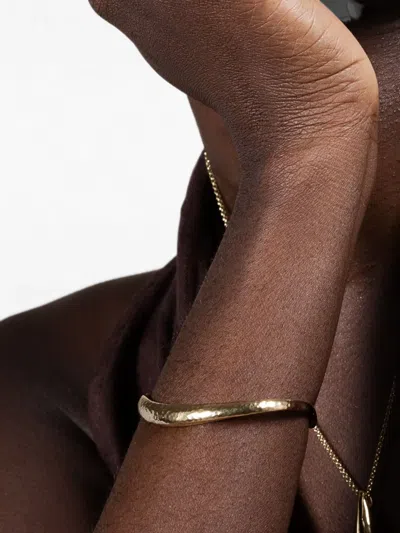 Dower & Hall Nomad Hammered Cuff Bangle In Gold