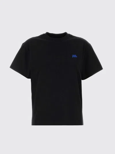 Jil Sander Cotton T-shirt With Contrasting Embroidered Front Logo In Black
