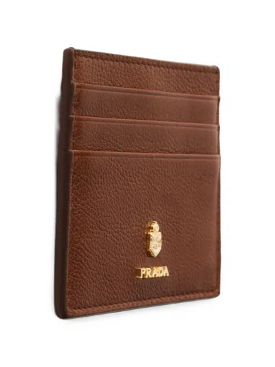 Prada Leather Card Holder In Yellow
