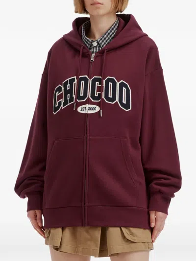 Chocoolate Logo-patch Zip-fastening Sweatshirt In Red