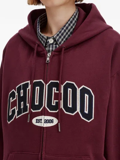 Chocoolate Logo-patch Zip-fastening Sweatshirt In Red