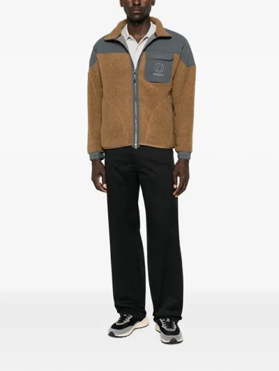 Murphy & Nye Fleece-texture Panelled Jacket In Brown