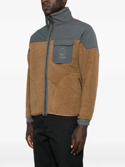 Murphy & Nye Fleece-texture Panelled Jacket In Brown