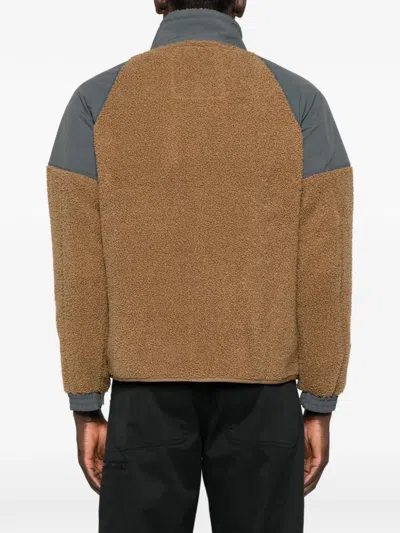 Murphy & Nye Fleece-texture Panelled Jacket In Brown