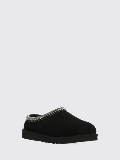 Ugg Tasman Ii Suede Slippers With Wool Lining And Contrast Stitching In Black