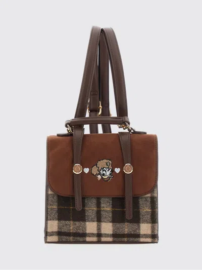 Monnalisa Check-pattern Embroidered Backpack In Brown