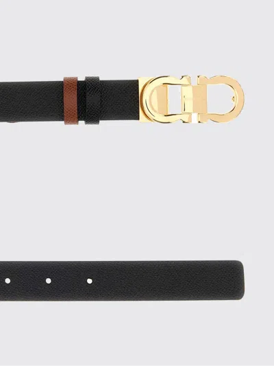 Ferragamo Black Logo Reversible Belt In Black