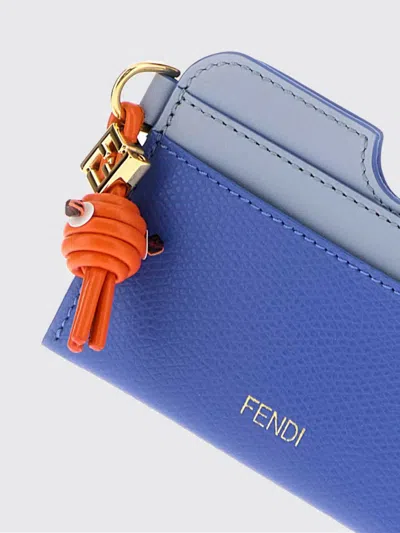 Fendi Ff Diamond Leather Card Case In Pink