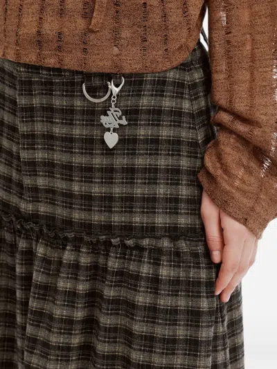 Izzue Check-pattern Tiered Maxi Skirt In Black
