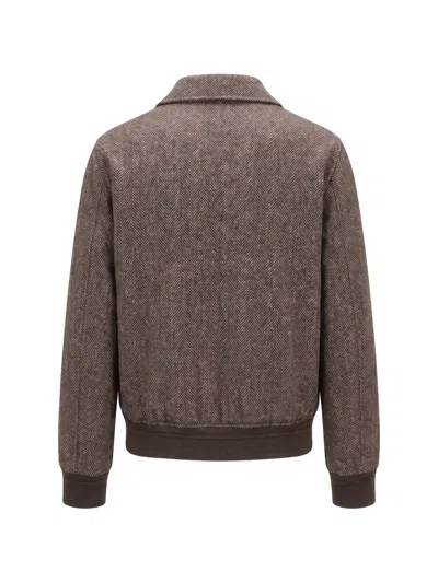 Montecore Herringbone-pattern Zip-up Jacket In Brown