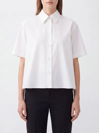 Loewe Logo-embroidered Cotton-poplin Shirt In White