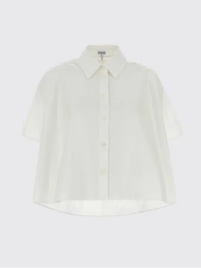 Loewe Logo-embroidered Cotton-poplin Shirt In White