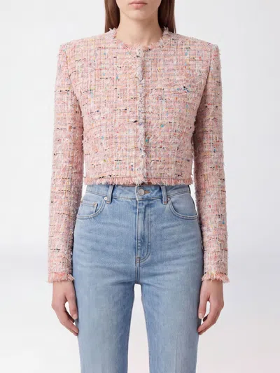 Balmain Tweed Blazer In Nylon-cotton Blend With Cupro Lining In Pink