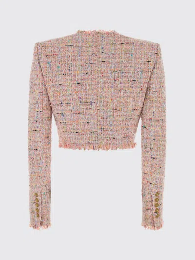 Balmain Tweed Blazer In Nylon-cotton Blend With Cupro Lining In Pink