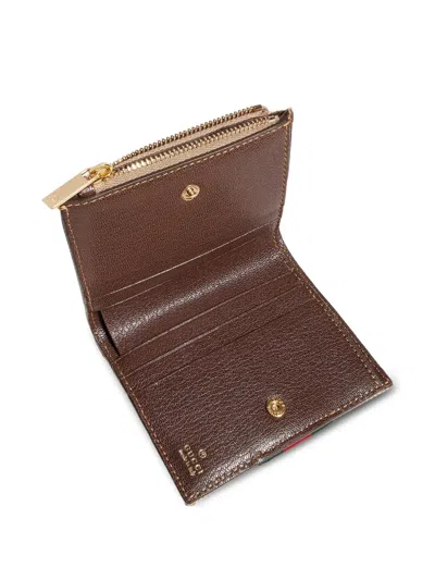 Gucci Small Wallet With Web In Brown