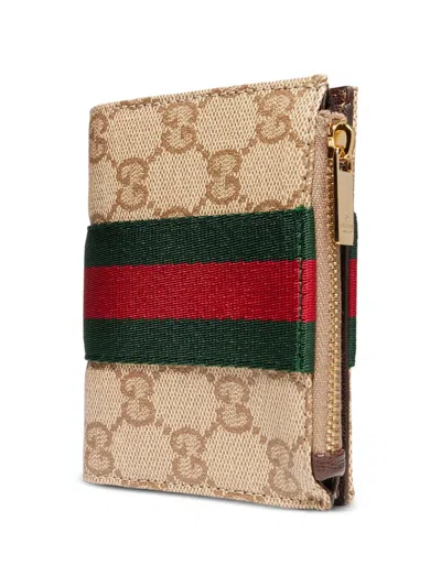 Gucci Small Wallet With Web In Brown