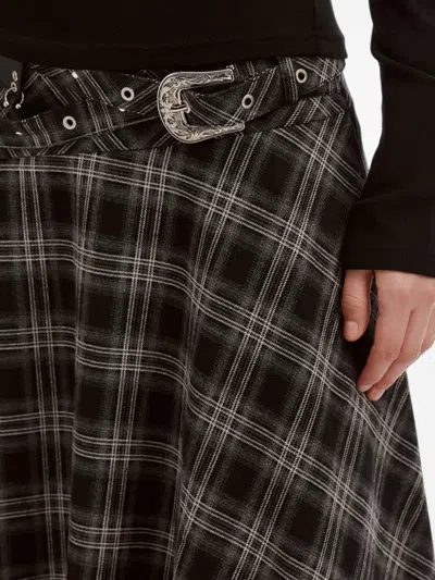 Musium Div. Check-pattern Asymmetric Skirt In Black