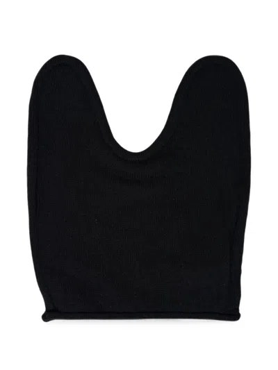 Open Yy Wire-insert Knit Beanie Hat In Black