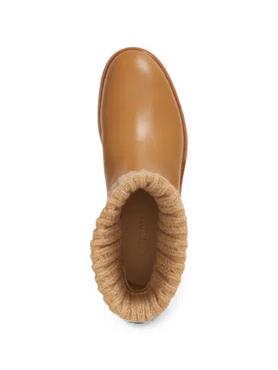Ralph Lauren Cable-knit Panel Ankle Boots In Brown