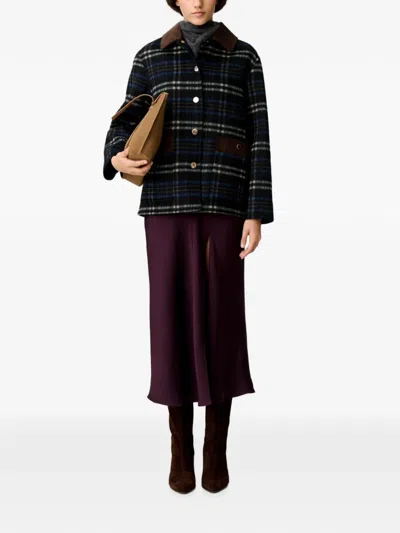 Claudie Pierlot Checked Wool Blend Coat In Multi