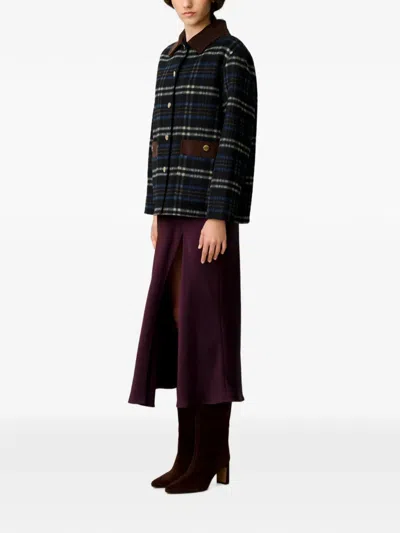 Claudie Pierlot Checked Wool Blend Coat In Multi