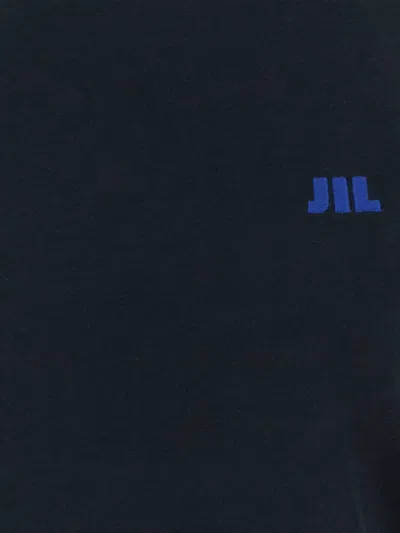 Jil Sander Cotton T-shirt With Contrasting Embroidered Front Logo In Blue