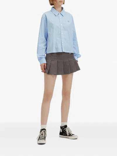 Chocoolate Striped Heart-patch Shirt In Blue
