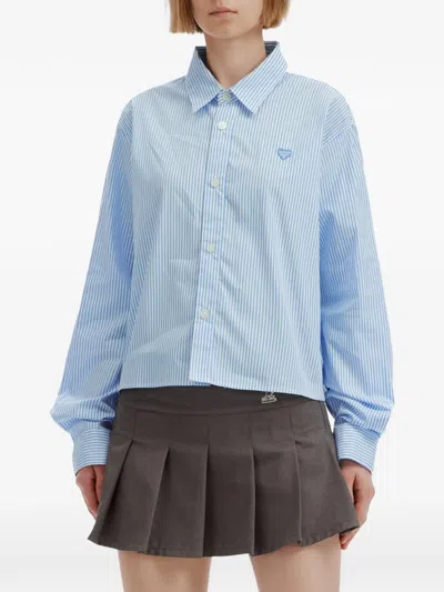 Chocoolate Striped Heart-patch Shirt In Blue