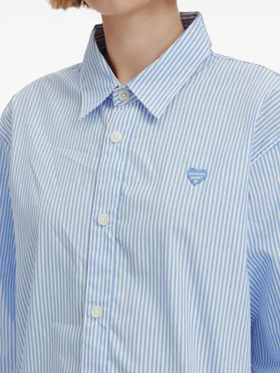 Chocoolate Striped Heart-patch Shirt In Blue