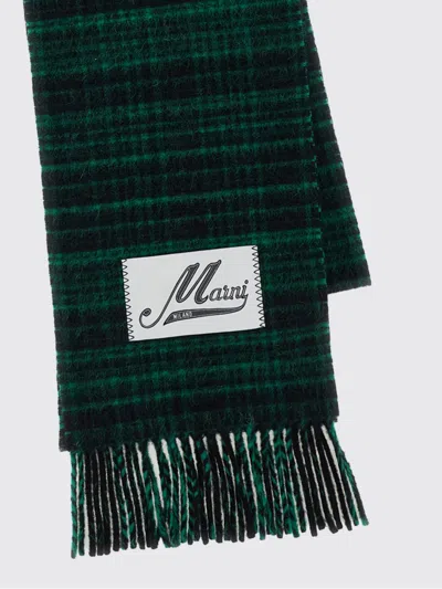Marni Check-pattern Virgin Wool And Alpaca-blend Scarf With Logo Patch In Metallic