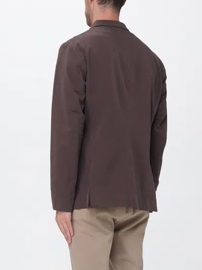 Herno Single-breasted Technical Fabric Blazer With Patch Pockets In Brown