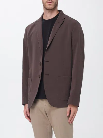 Herno Single-breasted Technical Fabric Blazer With Patch Pockets In Brown