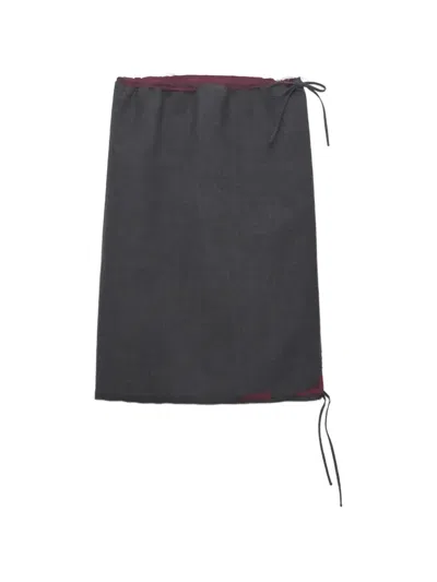 Prada Bonded Hopsack Midi-skirt With Devoré-effect In Gray