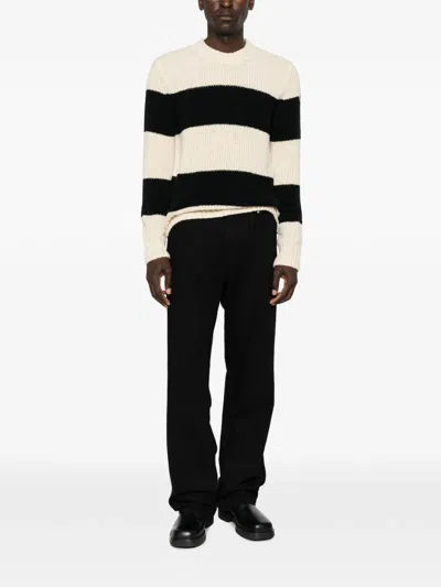 Moncler Striped Wool-blend Sweater In Neutral