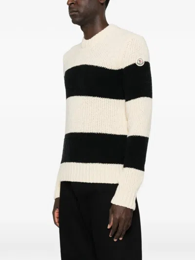 Moncler Striped Wool-blend Sweater In Neutral