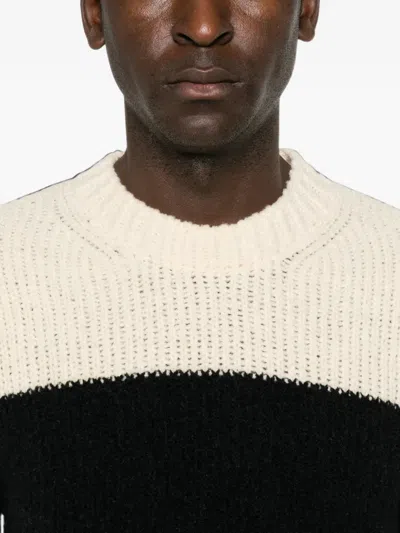 Moncler Striped Wool-blend Sweater In Neutral