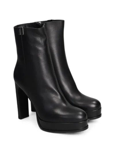 Chantal Platform Leather Boots In Black