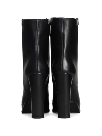 Chantal Platform Leather Boots In Black
