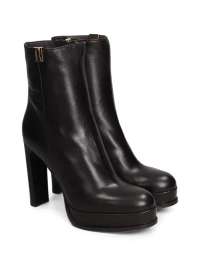 Chantal Platform Leather Ankle Boots In Black