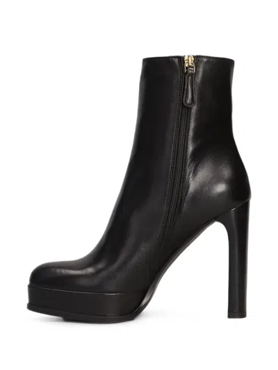Chantal Platform Leather Ankle Boots In Black
