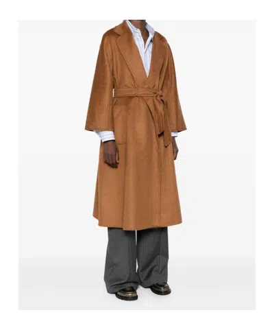 Max Mara Long-sleeved Coat In Brown